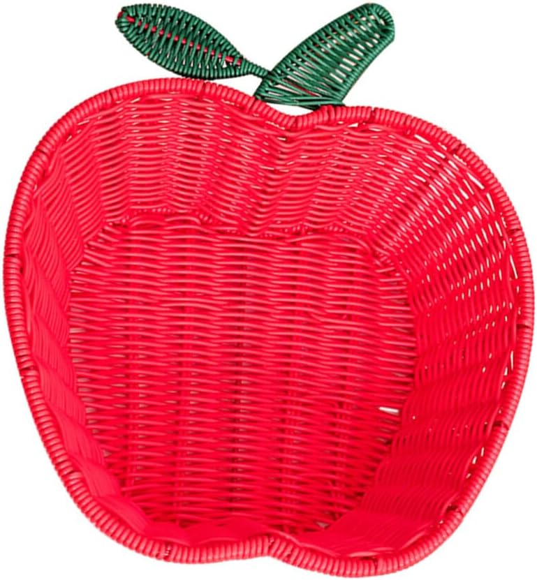 Kichvoe Woven Bread Basket Apple Shaped Fruit Basket Wicker Basket Empty Food Serving Baskets Food Storage Basket Bin Key Holder Bowl for Home Kitchen