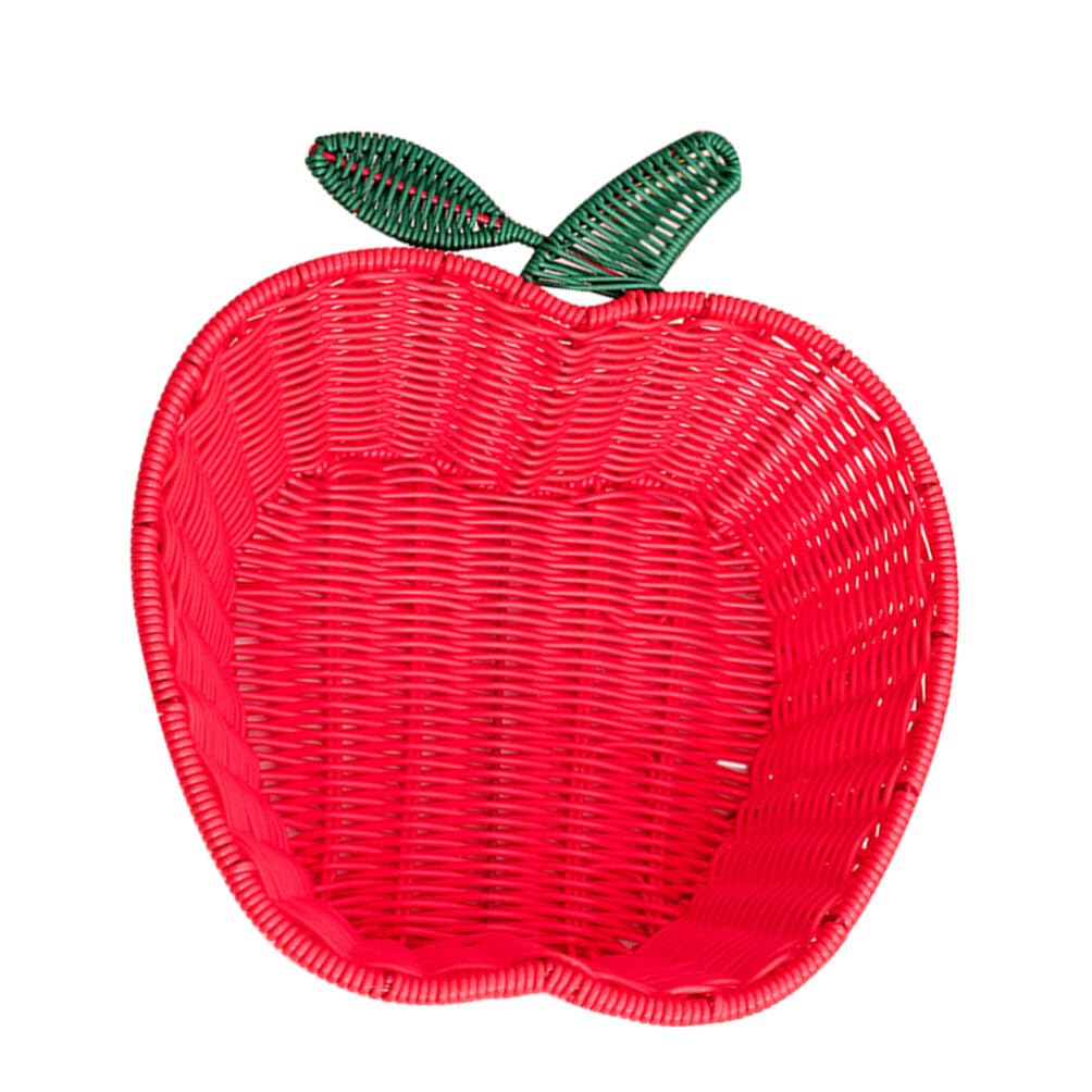 Kichvoe Woven Bread Basket Apple Shaped Fruit Basket Wicker Basket Empty Food Serving Baskets Food Storage Basket Bin Key Holder Bowl for Home Kitchen