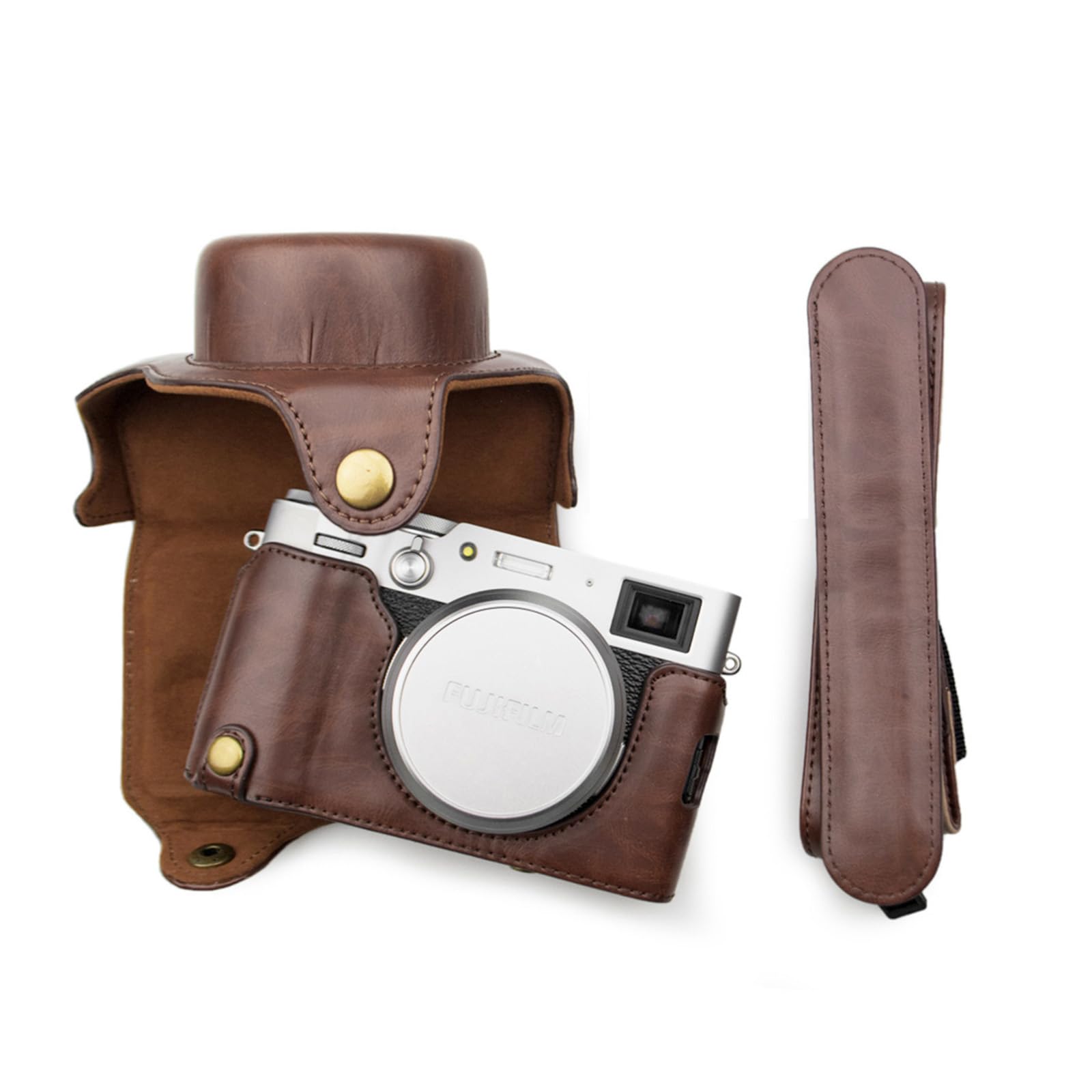 MUZIRI KINOKOO Case Compatible for Fujifilm X100VI Digital Camera, PU Leather Protective Cover with Adjustable Shoulder Strap, Portable Easy Carrying