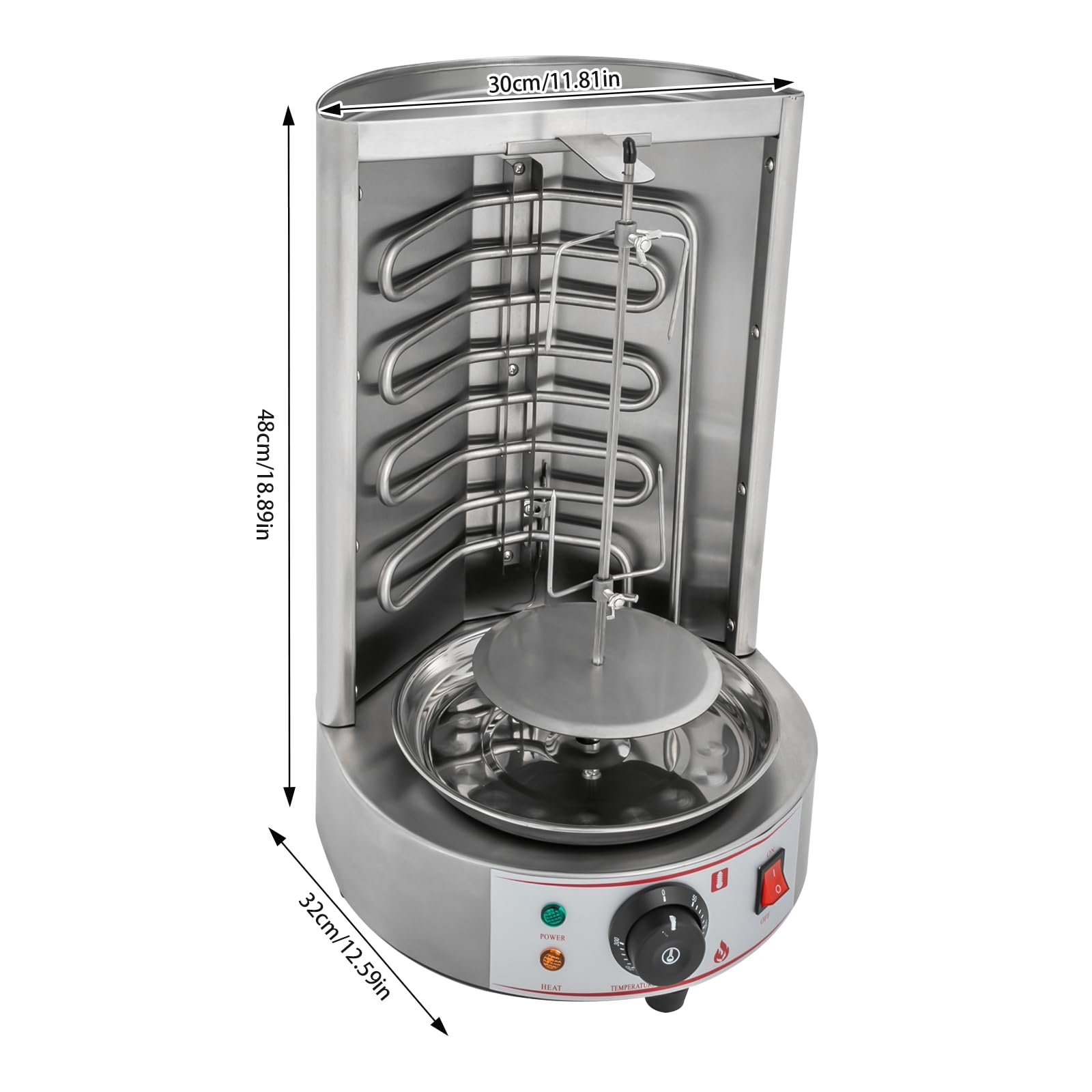 Griglia per döner per la casa, per il pollo, girarrosto e kebab verticale, in acciaio inox, con distribuzione del calore a 360°, capacità 8 kg, per barbecue verticale a gas/elettrico, per
