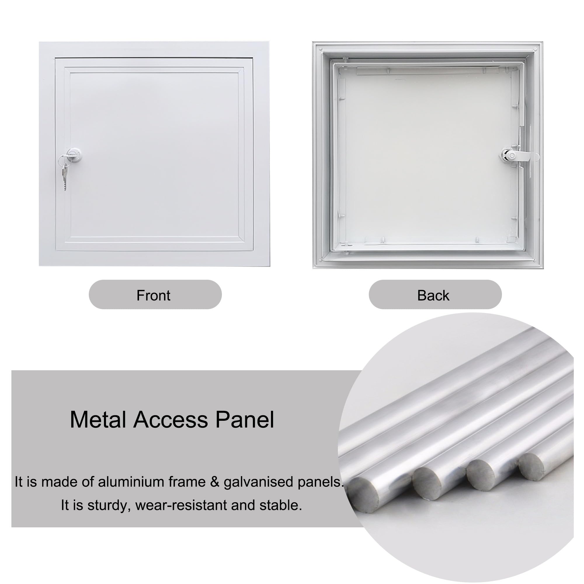 Konfigurowalny zamykany aluminiowy panel dostępu z kluczami - ukryte drzwi poddasza do płyt kartonowo-gipsowych i hydrauliki (20 x 34 cale / 50 x 85 cm) - trwała osłona otworu serwisowego