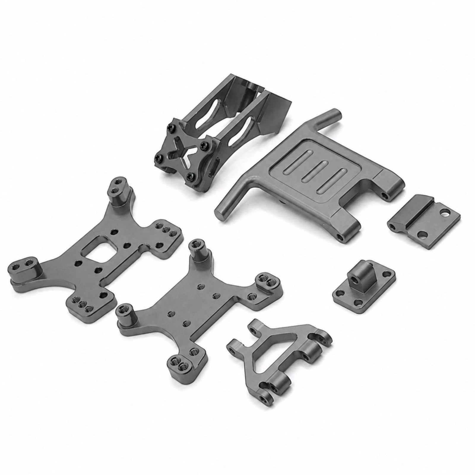 Ricambio per Veicoli Industriali Set Componenti Posteriore Parafanghi Anteriori Supporti Ammortizzatori Davanti Dietro in Metallo Fresato per Auto Rc, Titanio