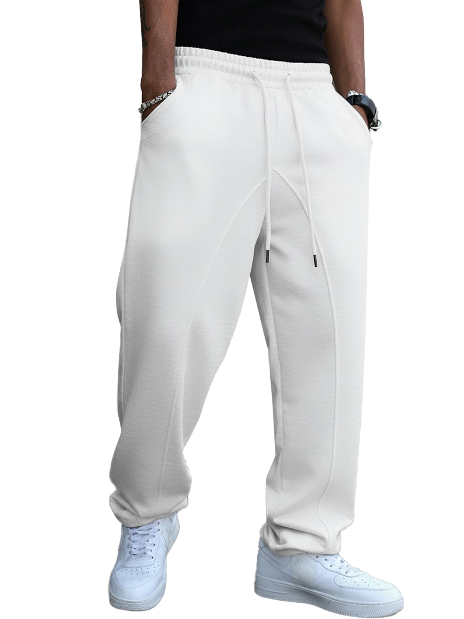 JMIERR Herren Casual Baggy Hosen Breite Beine Reisehosen Streetwear Joggers mit Taschen