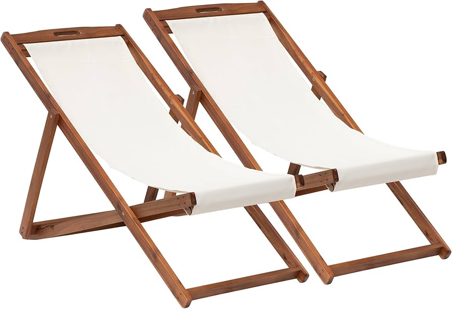 Amazon.com: PayLessHere Beach Lounge Chair 2 Set, Outdoor Wooden