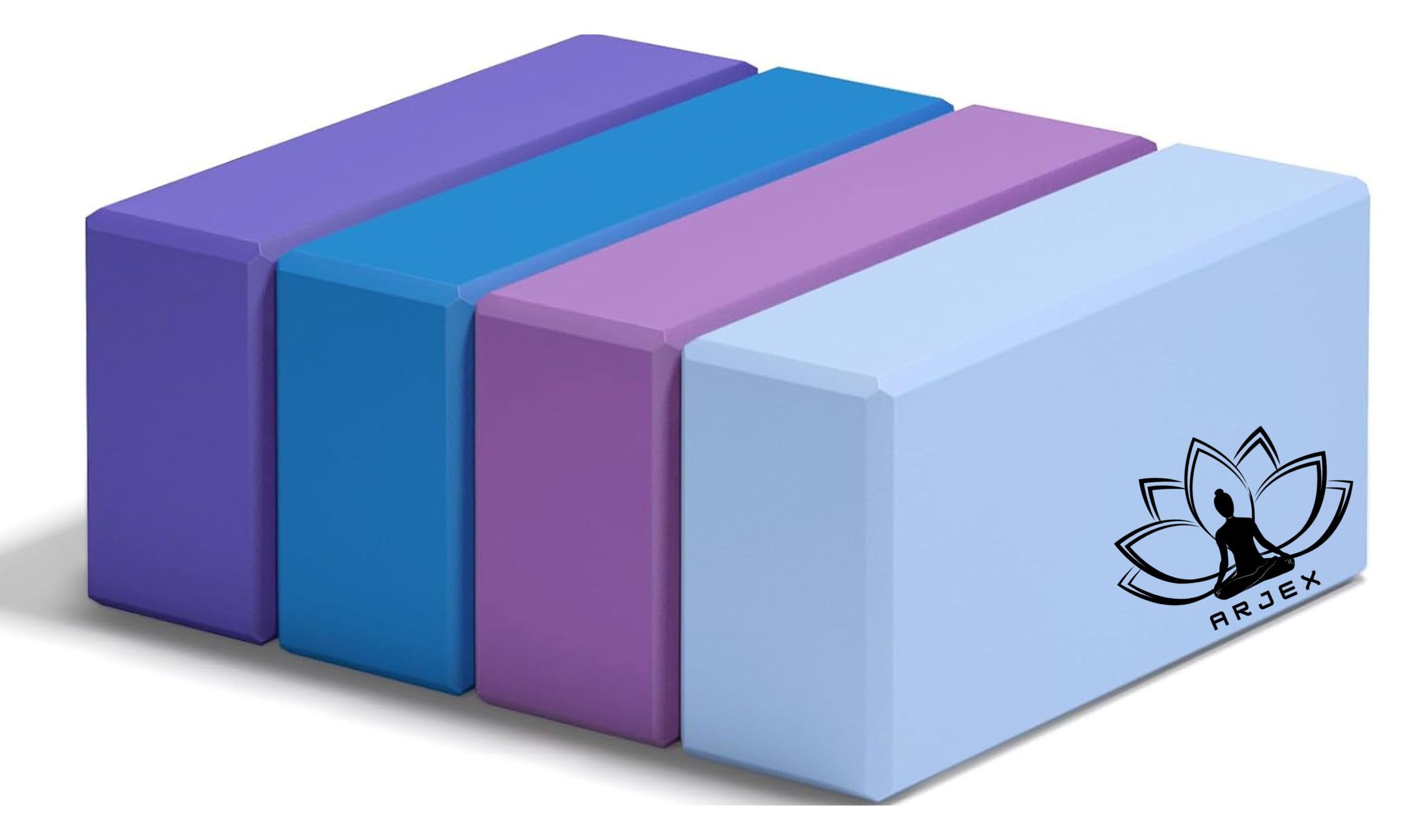 ARJEX Yoga Block Set of 2- Supportive Latex-Free Eva Foam - Soft Non-Slip Surface with Beveled Edges for Yoga, Pilates, Meditation - Yoga Accessories for Stability, Balance, Deepen Stretches (Multicolour) (Yoga Block 4Pcs, 9×6×4 in)-image-24