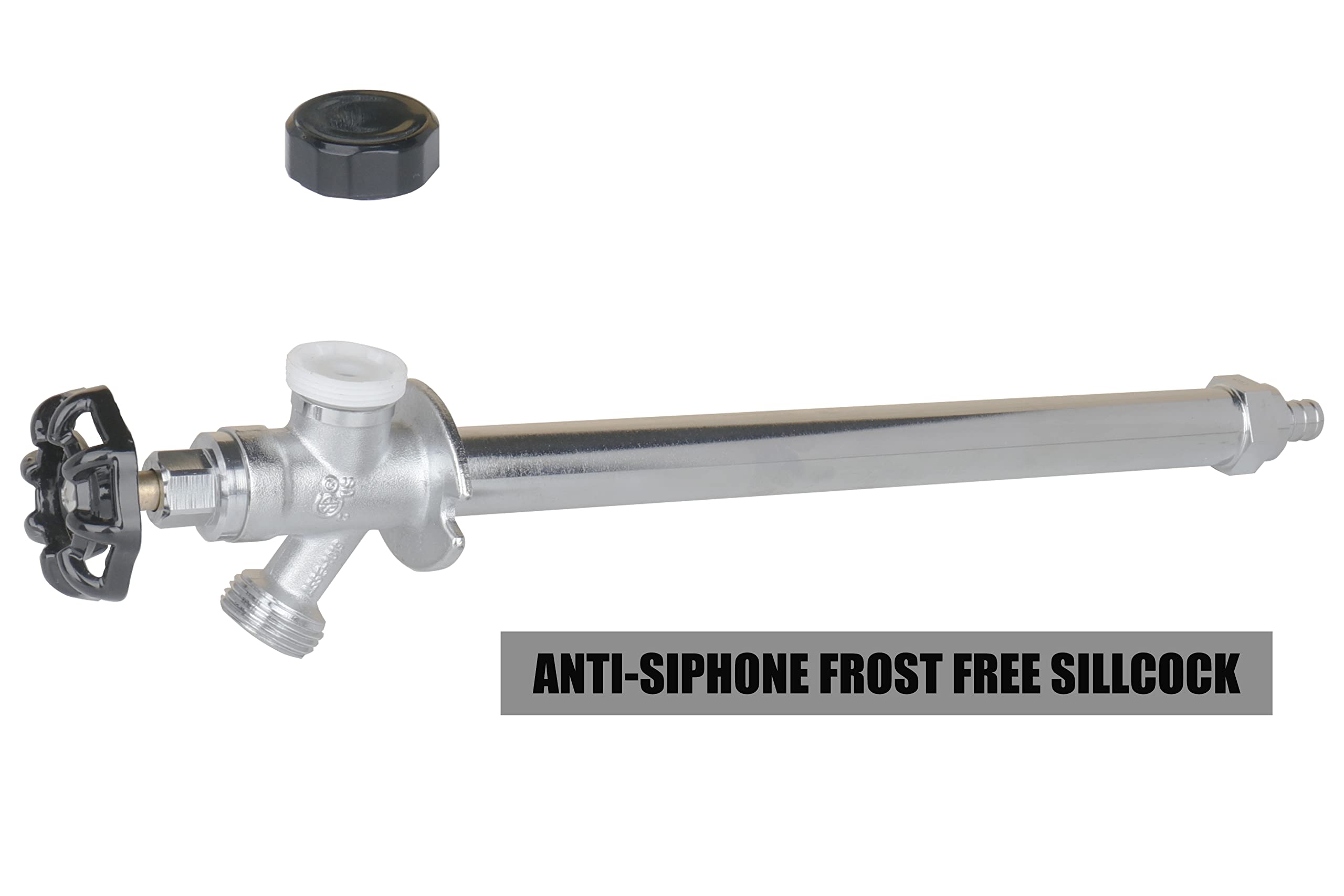 WHK 12 Inch Frost Anti-Siphon Sillcock 1/2 Inch PEX B X 3/4 Inch Hose Bibb,Frost Proof Outdoor Faucet Bib With Vacuum Breaker-Frost Free Spigot PEX Crimp Connection(Brass)