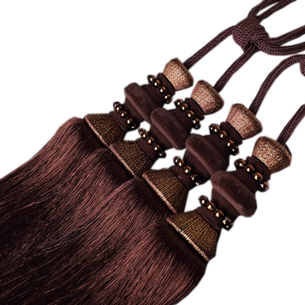 High-Grade Double Balls Tassels Curtain Tiebacks 1 Pair Curtain Tiebacks Holdbacks (Dark Coffee)