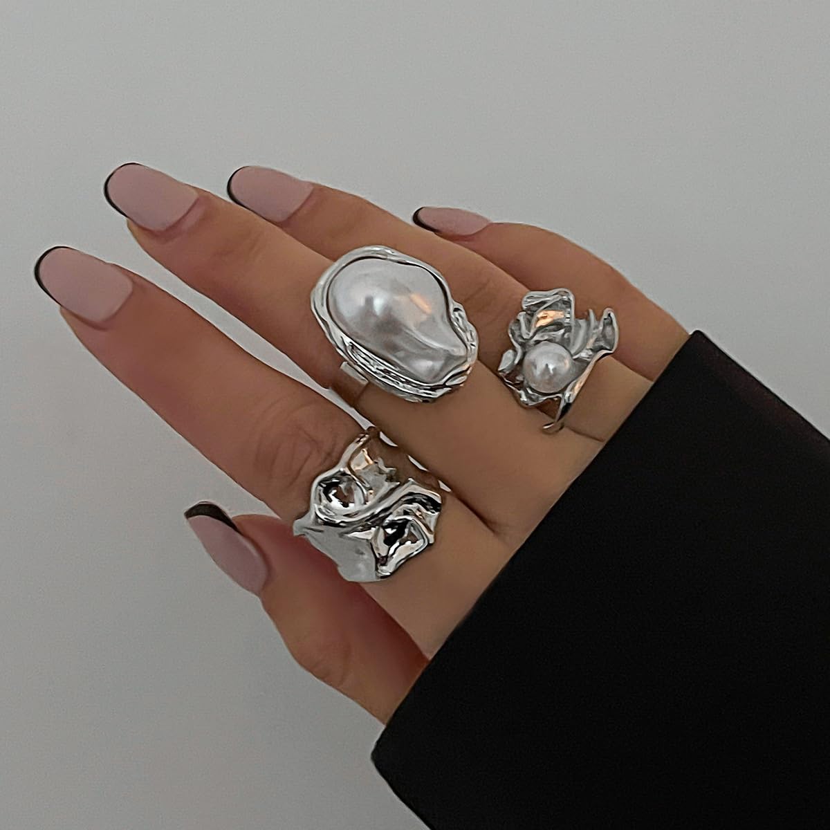 ZMANYIJEW Freshwater Pearl Ring for women,Dainty Minimalistic 316L Stainless Steel Gold Stacking Statement Wedding Finger Pearl Rings Holiday Gift for