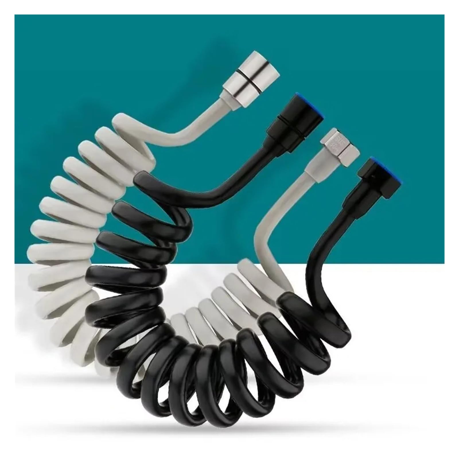 Manguera de ducha retráctil de 15 a 5 m, manguera de agua flexible en espiral para cabezal de ducha y bidé de inodoro, tubo de conexión extensible con ajuste universal G1/2 (gris, 20 m)