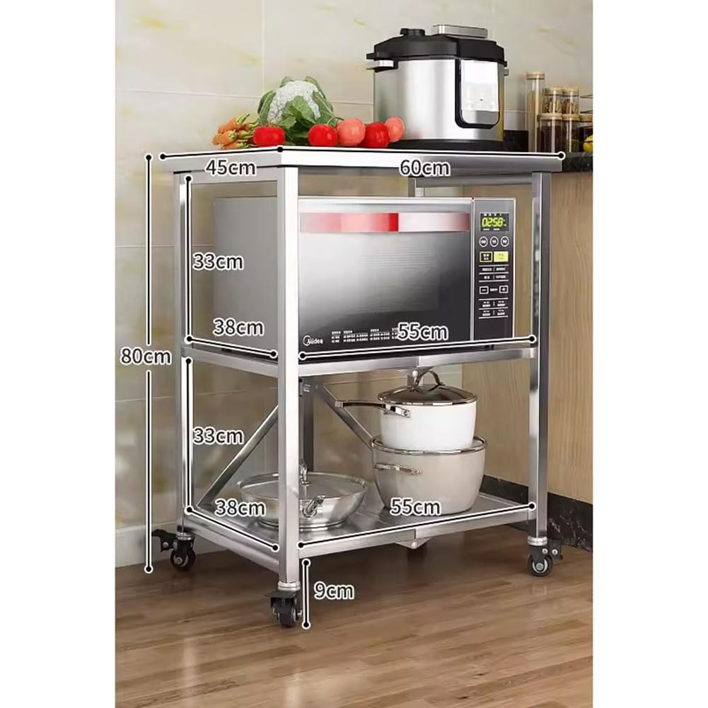 Tavolo pieghevole con scaffalatura mobile in acciaio inox, struttura in metallo stabile, tavolo da lavoro per esterni, carrello per barbecue, forno per pizza, 55 x 30 cm