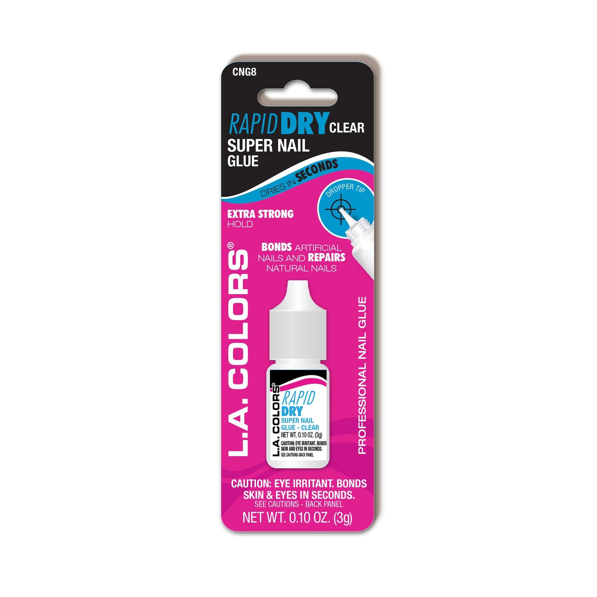 (1) LA Colors Rapid Dry Clear Super Nail Glue (.10 oz) Extra Strong Hold