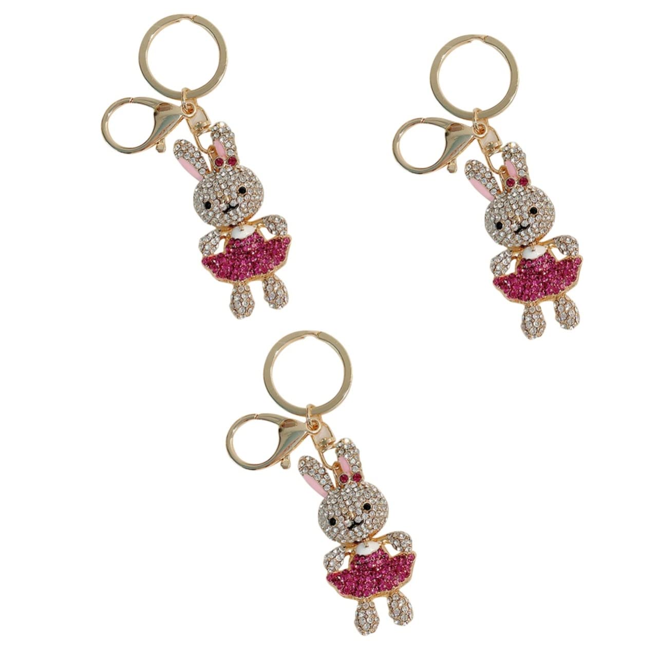 3piezas De Conejo Rhinestones Colgante Decorativo Para Mochilas y Llaves Adolescentes