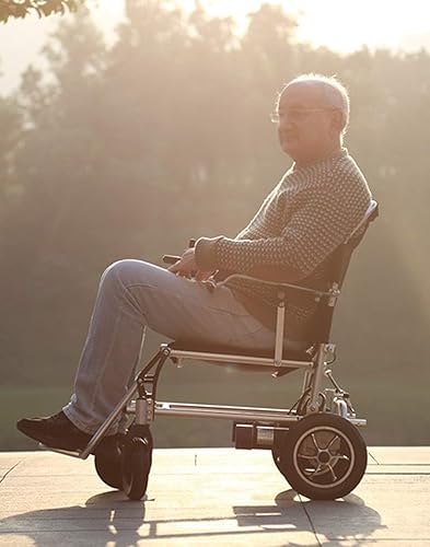 Miniatura 6 de Silla de ruedas portátil de moda plegable ligera portátil aleación de aluminio médica ligera para viaje con energía eléctrica o uso como silla de