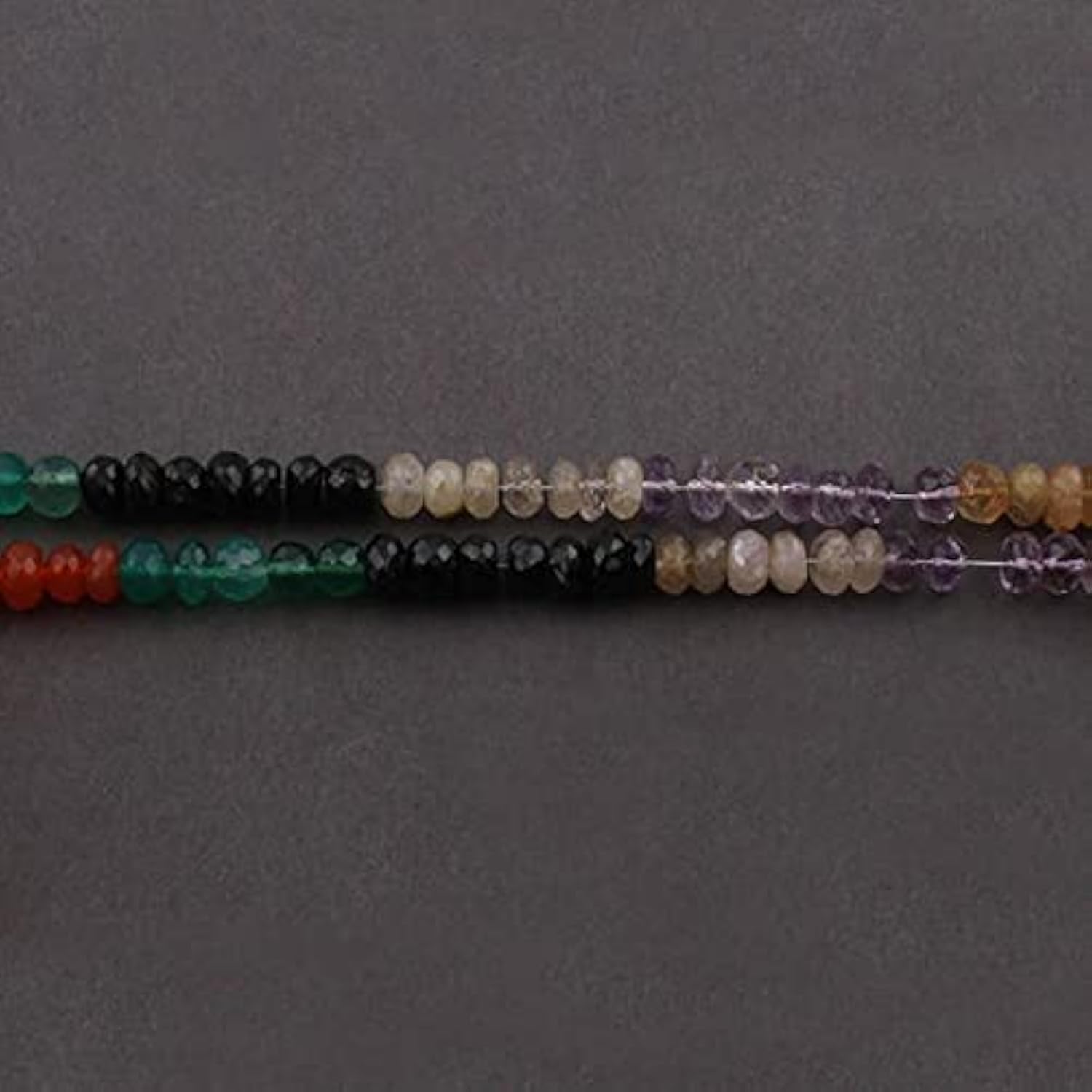 Perles multi-pierres LKBEADS 6-7mm | Rondelles facettées authentiques en fil de 43cm SB3871