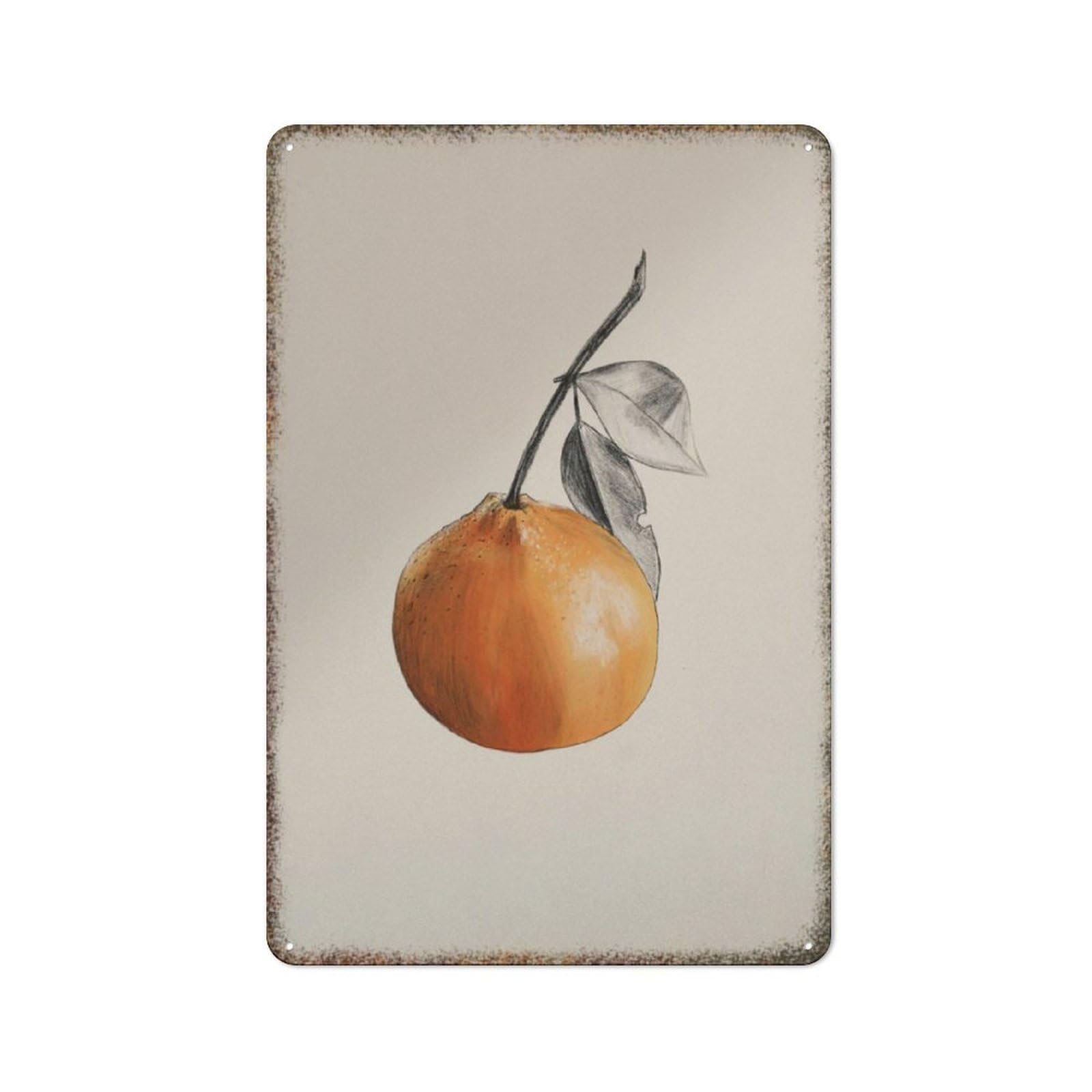 Tangerine Fruit Vintage Metal Wall Poster Embossed Ornamental Horticulture Style Art Plaque for Farmhouse Warehouse Home Guest Room Wall Decoration 8x12 Inch