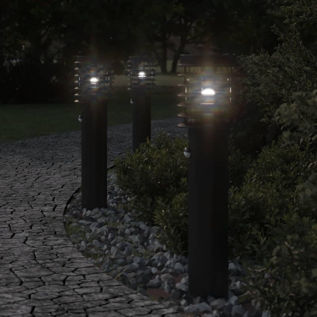 Gecheer Lampada da Terra per Esterni Sensore Nera 60 cm in Acciaio,L4006369