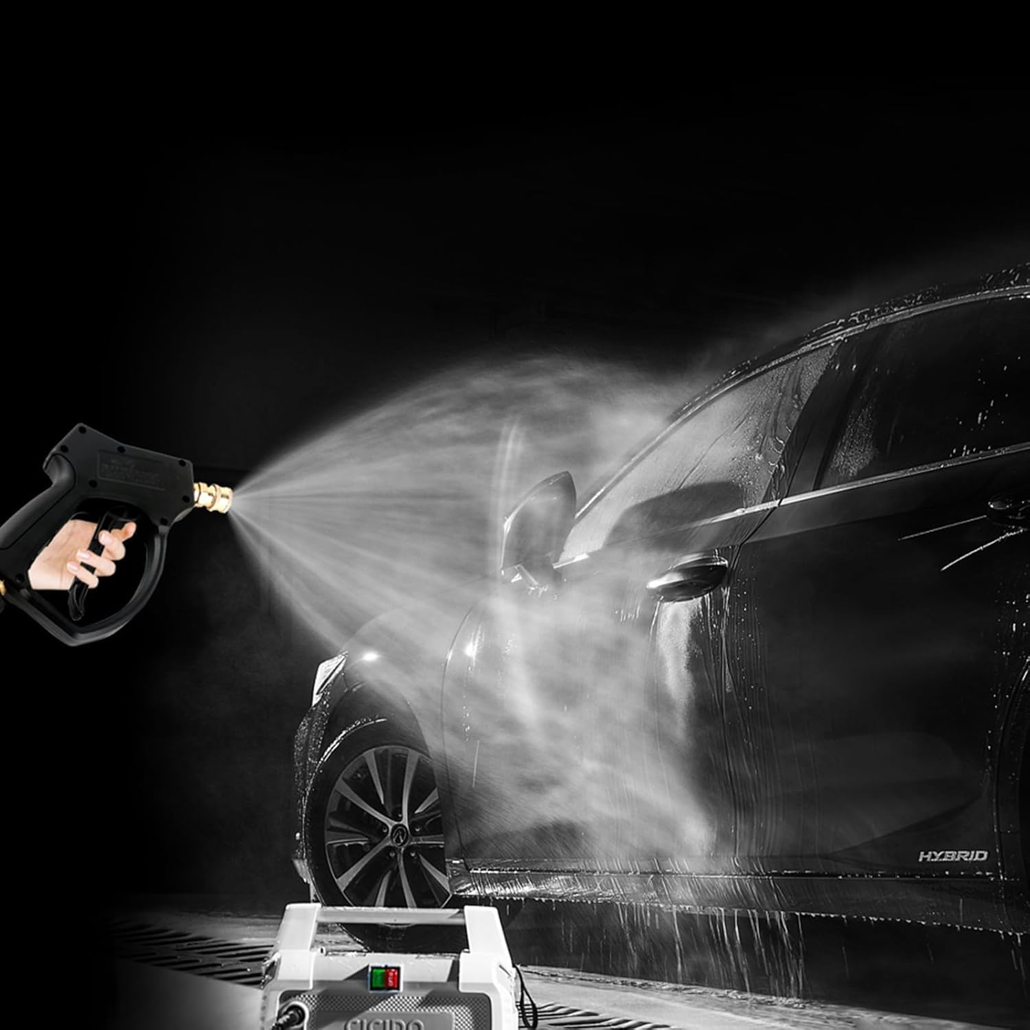 NewBEP Pistola de lavado de alta presión, kit de cannón de espuma con conector rápido de 1/4", 5000 PSI, aleación de aluminio, para lavado de coches, lanza de espuma de nieve, 7 boquillas de color