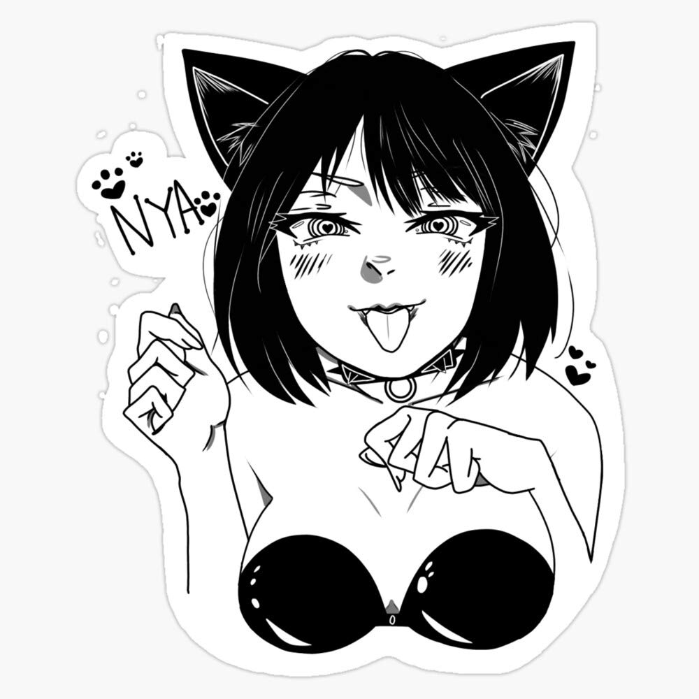 Neko Girl Sticker Outdoor Rated Vinyl Sticker Decal for Windows, Bumpers, Laptops or Crafts 5"