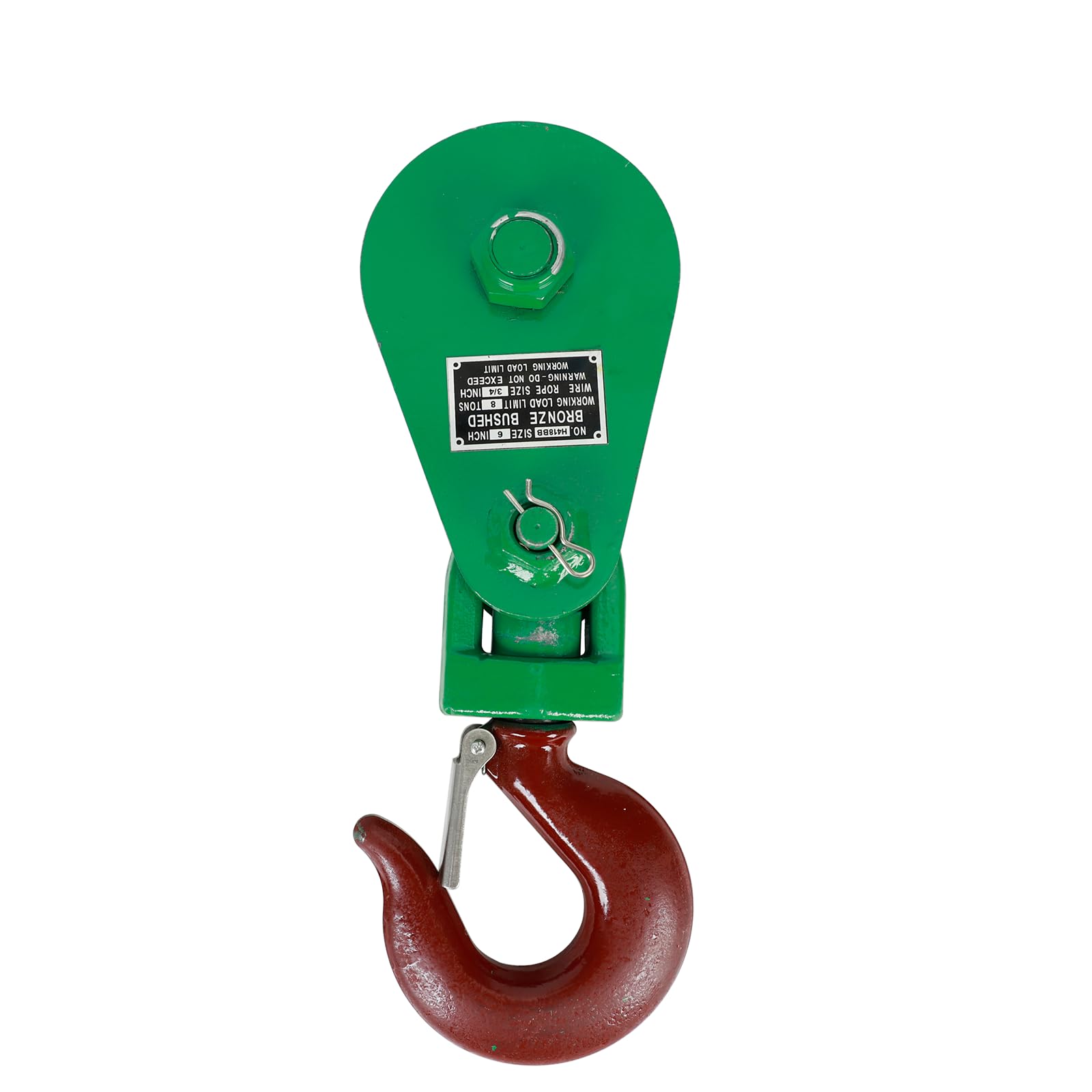 Bloque de enganche de 8 toneladas con gancho giratorio apto para polea de 6 pulgadas, cuerda de alambre de 3/4 pulgadas para camión de remolque plano