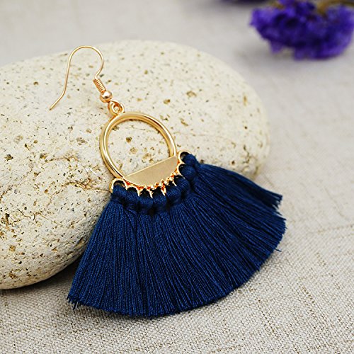 Suyi Women Tassel Earrings Bohemia Fan Shape Thread Tassel Statement Drop Dangle Earrings for Girl Lady4
