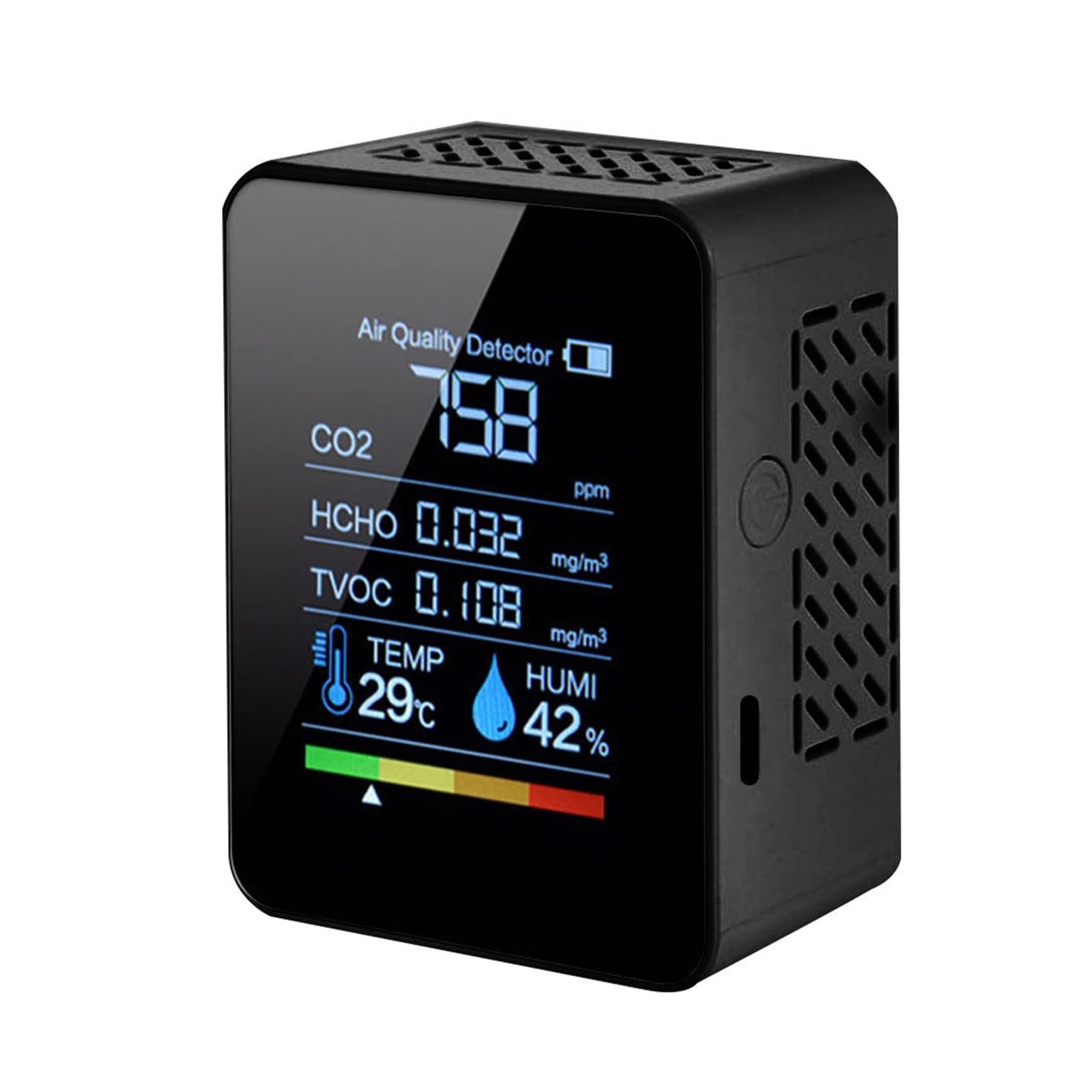 Mjfvn 5 In 1 Type 2 Co2 Meter Gas Detector Analyzer Air Quality Carbon Dioxide Detector Air Detector Intelligent Air Quality Air Pollution Monitor(5 In 1 Type 2)