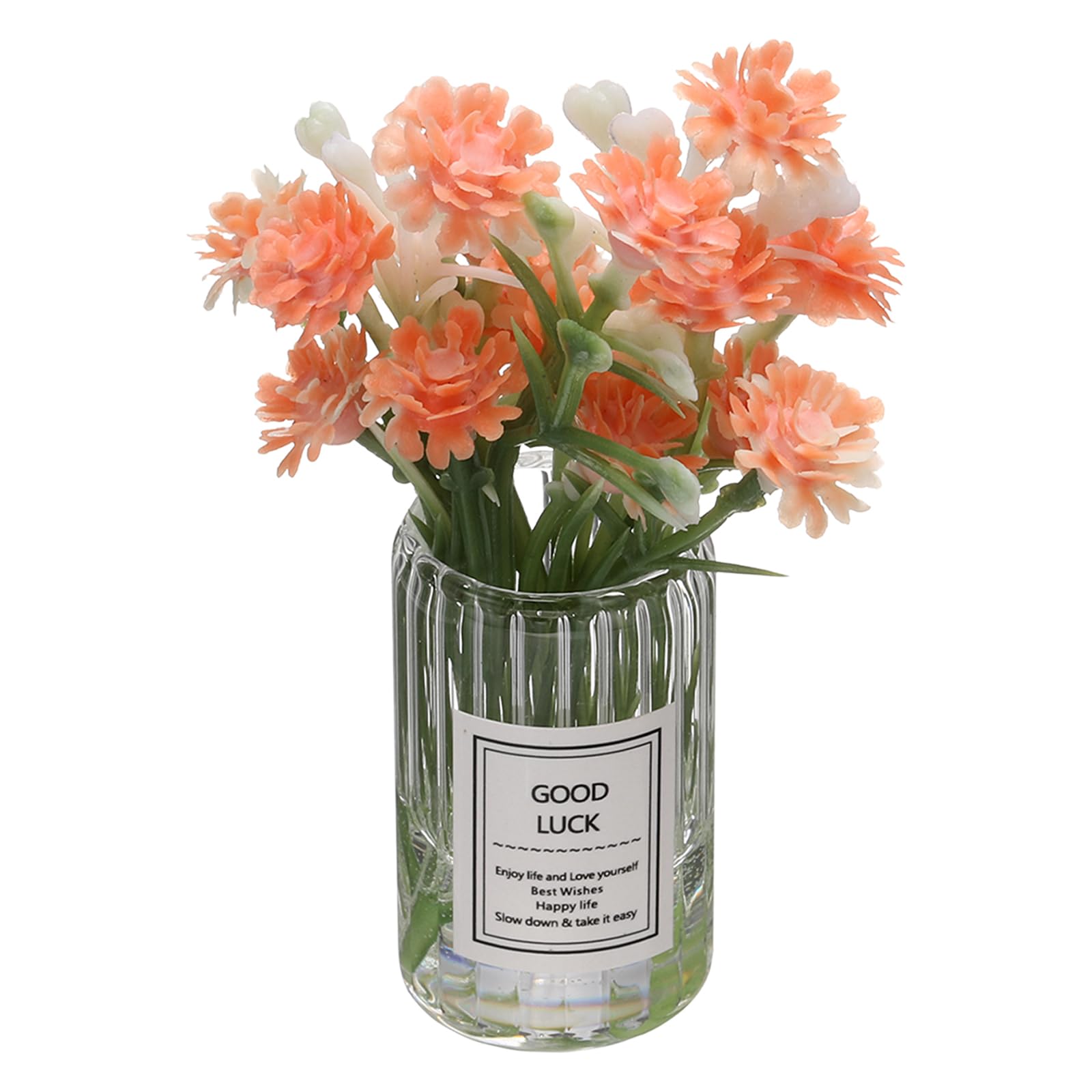 CoCud Mini Flowers Dollhouse in Vase, 2.76" Length, Silk Plastic Miniature Dollhouse Accessories Orange - (Applications: for Fairy Micro House Ornament) 1-Pieces