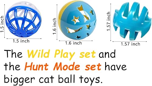 Miniatura 2 de Juego de 5 bolas de juguete para gatos, divertidos juguetes para gatitos con campanas para gatos de interior, juegos interactivos para jugar y