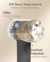 Vista 6 de Hair Dryer, 160000 RPM High-Speed Brushless Motor with 500 Million Negative Ions, Professional Ionic Blow Dryer with Magnetic Diffuser &