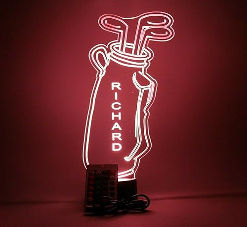 Miniatura 2 de Bolsa de golf y discotecas con luz nocturna para mesa, lámpara de escritorio LED para jugador de golfista en un juego, nombre personalizado, regalo