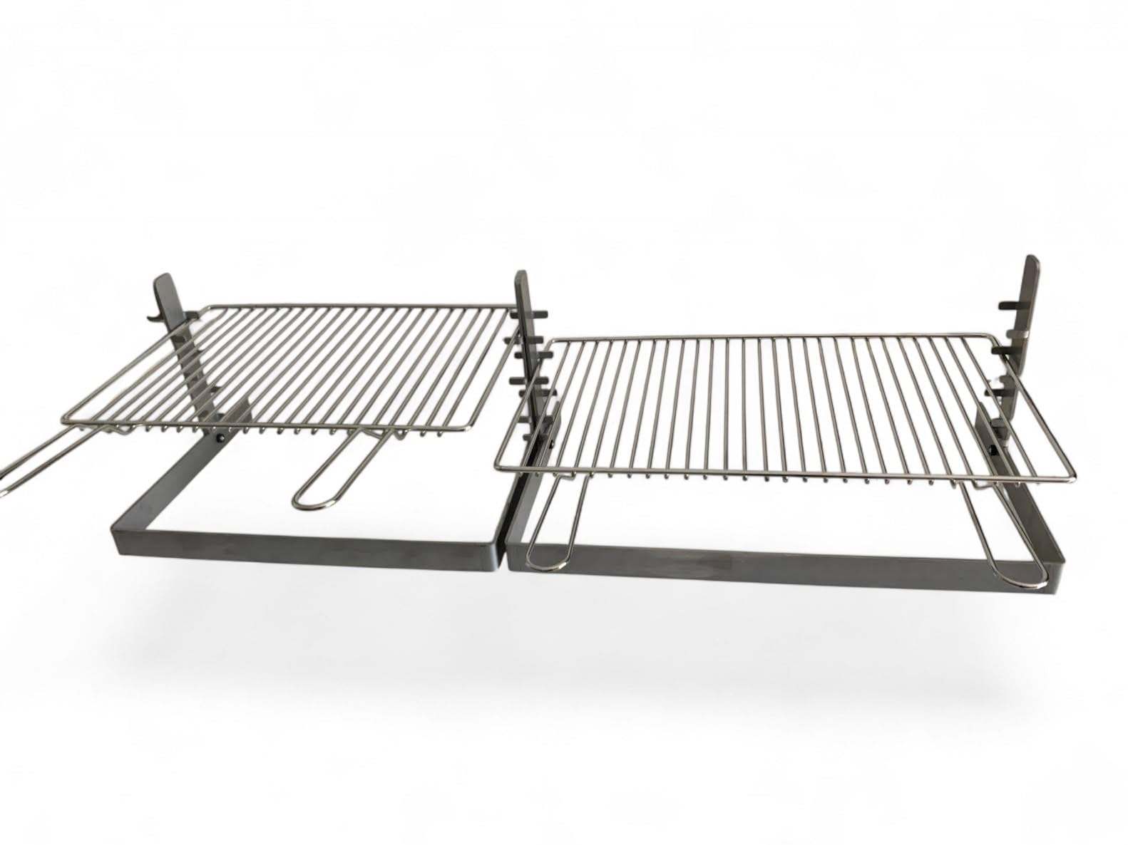 Griglia per Barbecue e Camino in Acciaio Cromato, Regolabile in Altezza, Struttura in Ferro, per Carne Pesce e Verdure (80x35 cm)