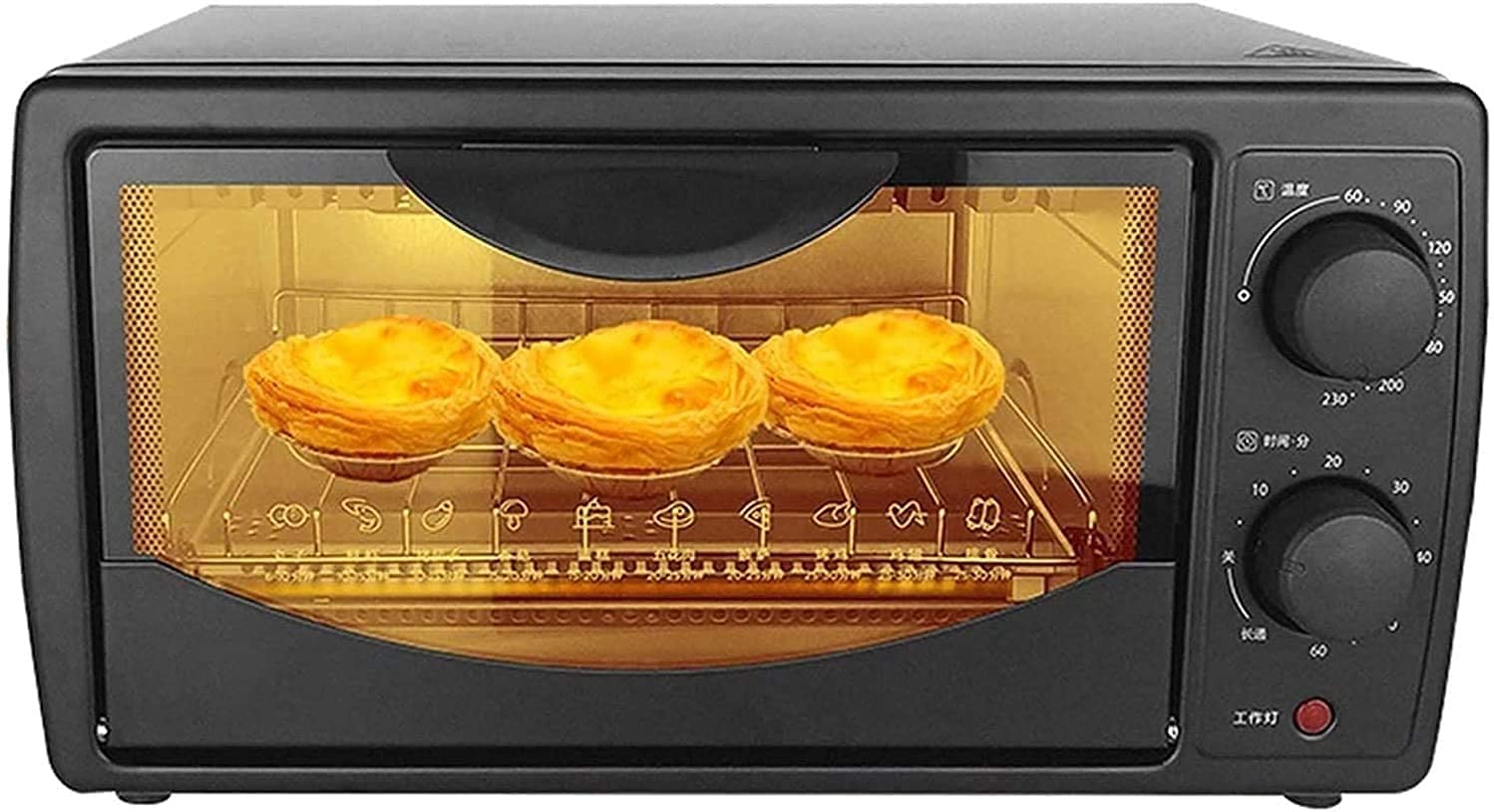 Małe piekarniki, 10-litrowy czarny mini piekarnik elektryczny, wielofunkcyjny wysuwany pojemnik do pieczenia
