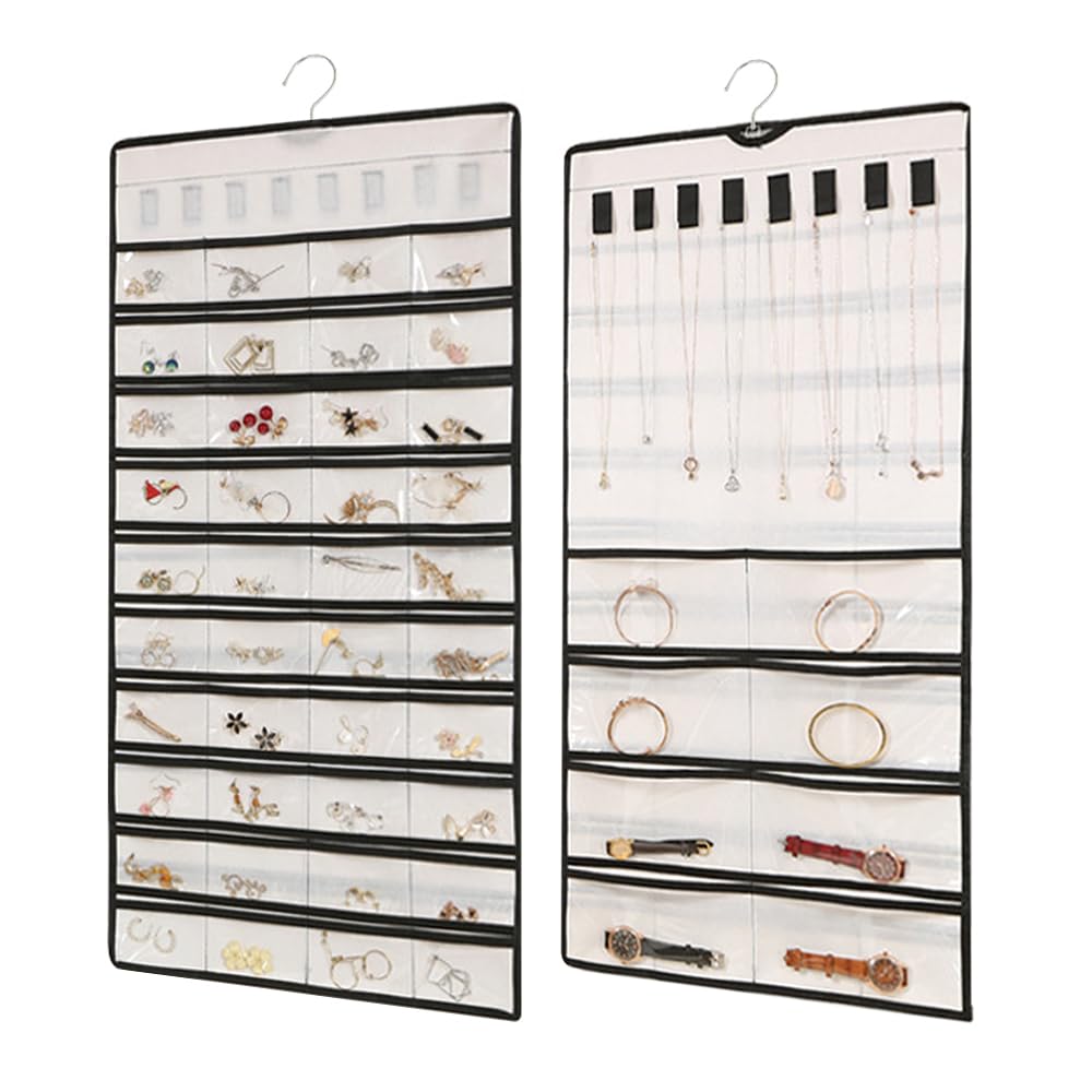 Organizzatore Collane da Armadio, Portagioie da Muro, Appendero Orecchini, Hanging Jewelry Organizer - Bianco