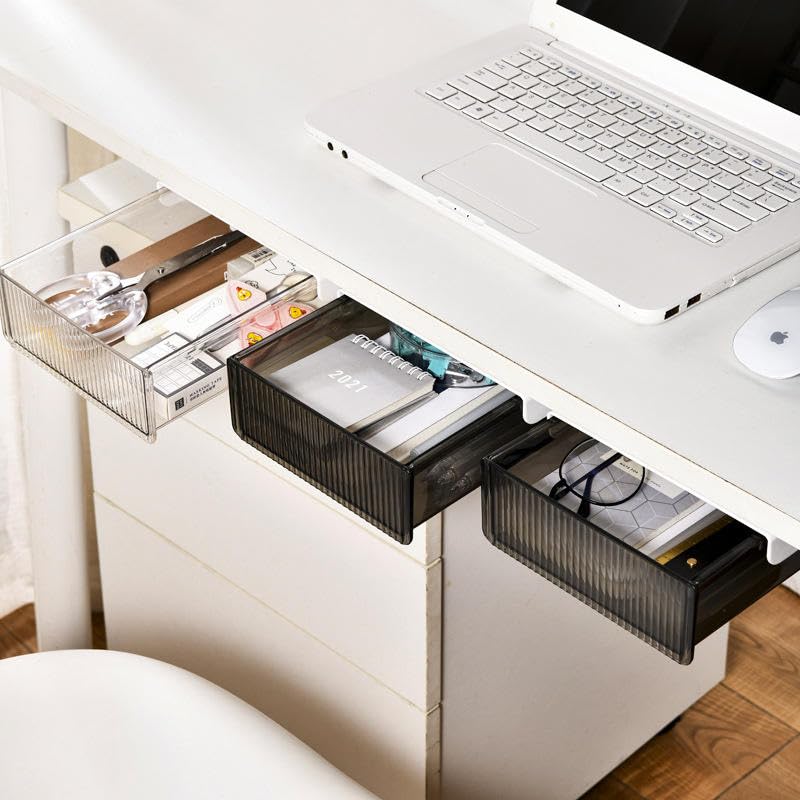 Image of oddpod Reed Under The Table Hidden Drawer /Acrylic Desk Organiser For Home & Office - Black (Small), Stationery