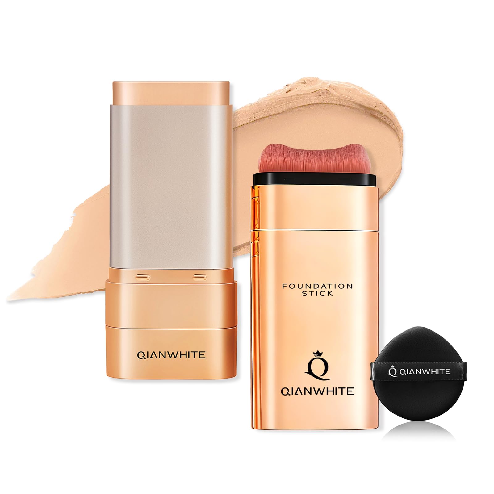 Korean Foundation Stick Foundation for Mature Skin Tint, Buildable Light to Full Coverage Foundation Makeup Concealer, Dual-Ended with Brush for All Skin - Natural Dewy Finish (NATURAL)