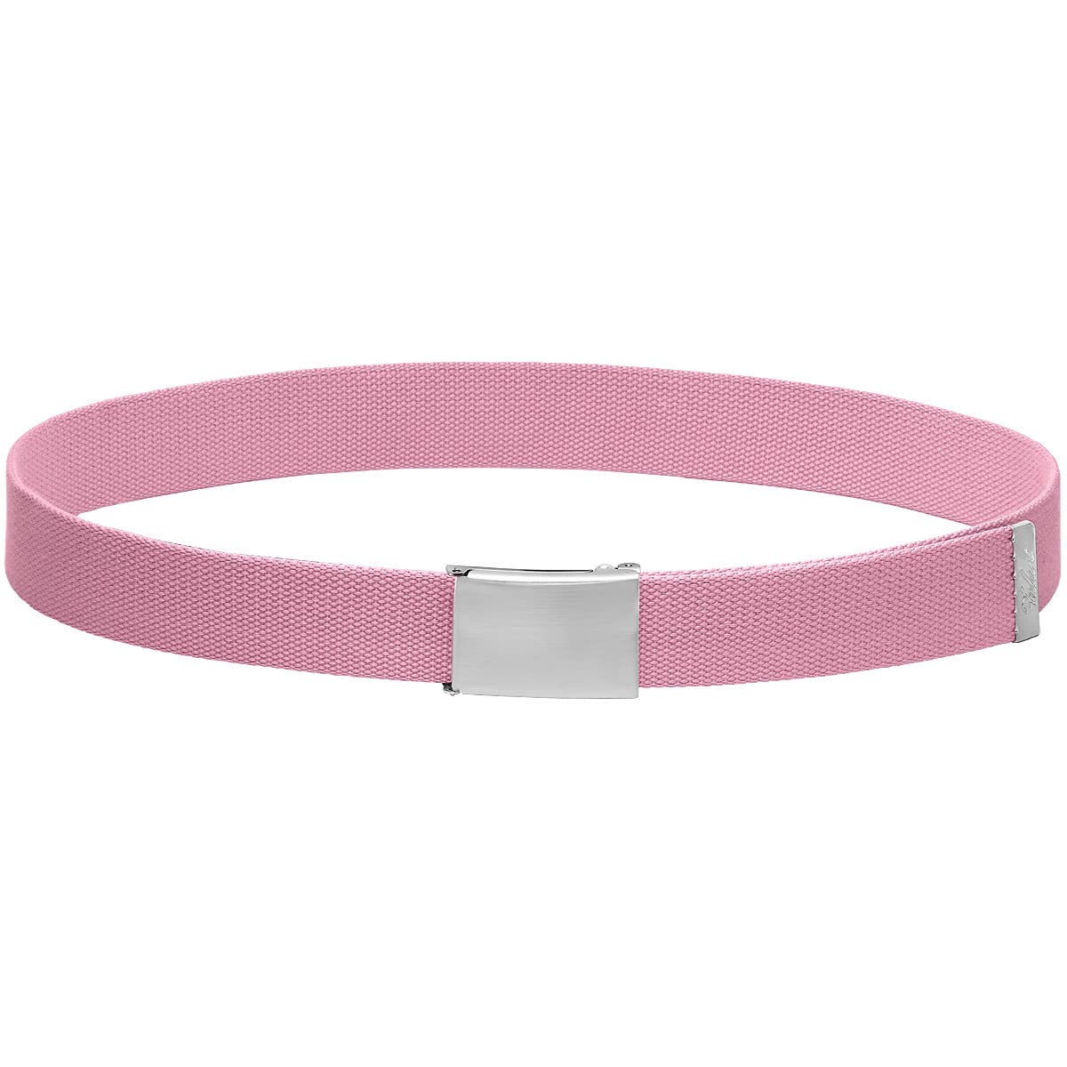 Falari Cinturón de lona totalmente ajustable para adaptarse al cinturón de golf con hebilla superior abatible, 1pk Silver Buckle - Pink, Fit waist 29-47"