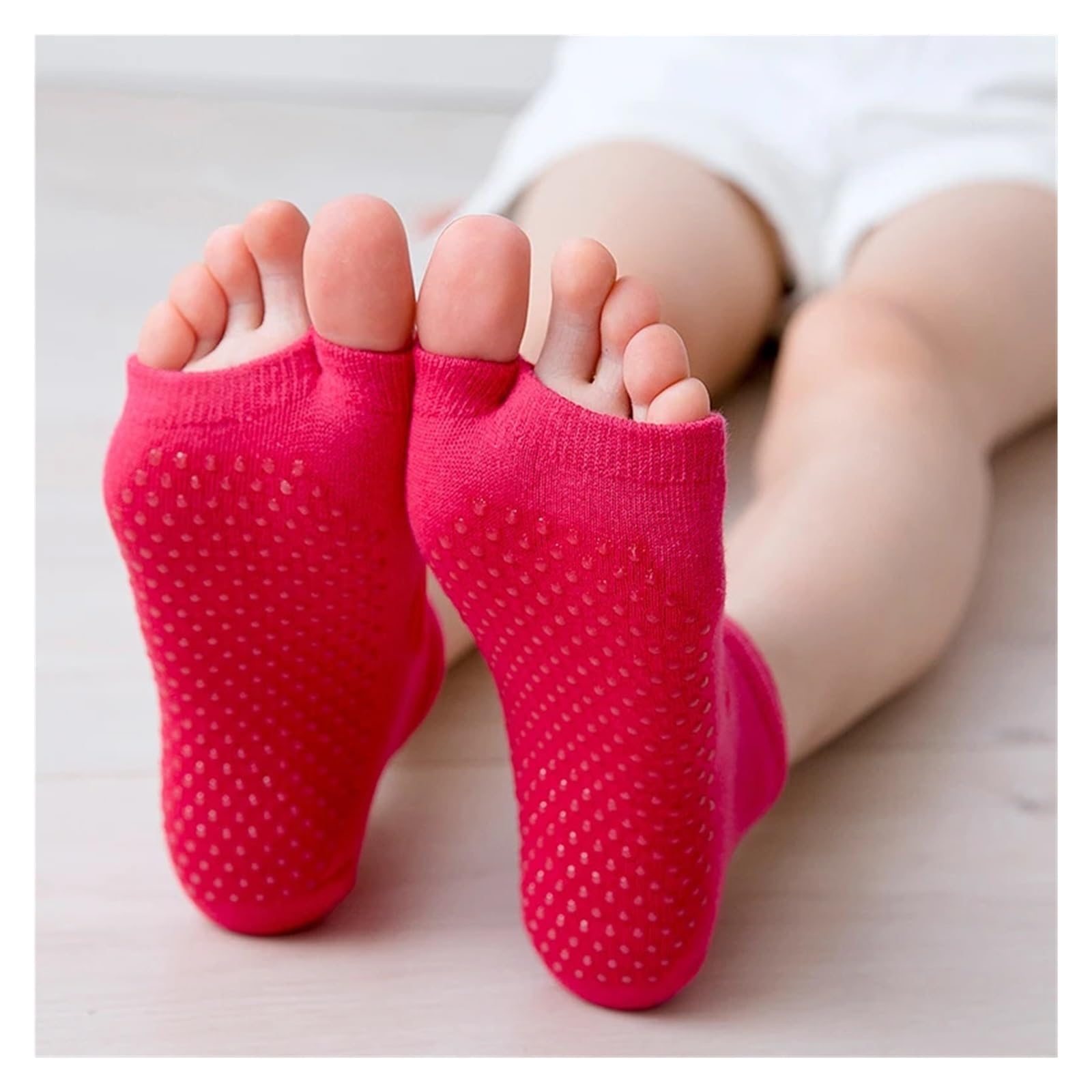 Calcetines de Yoga antideslizantes for mujer, calcetín de Pilates de algodón deportivo con dos dedos, calcetín de baile de Ballet de secado rápido con ventilación Para Yoga Pilates Gimnasio(Pink)
