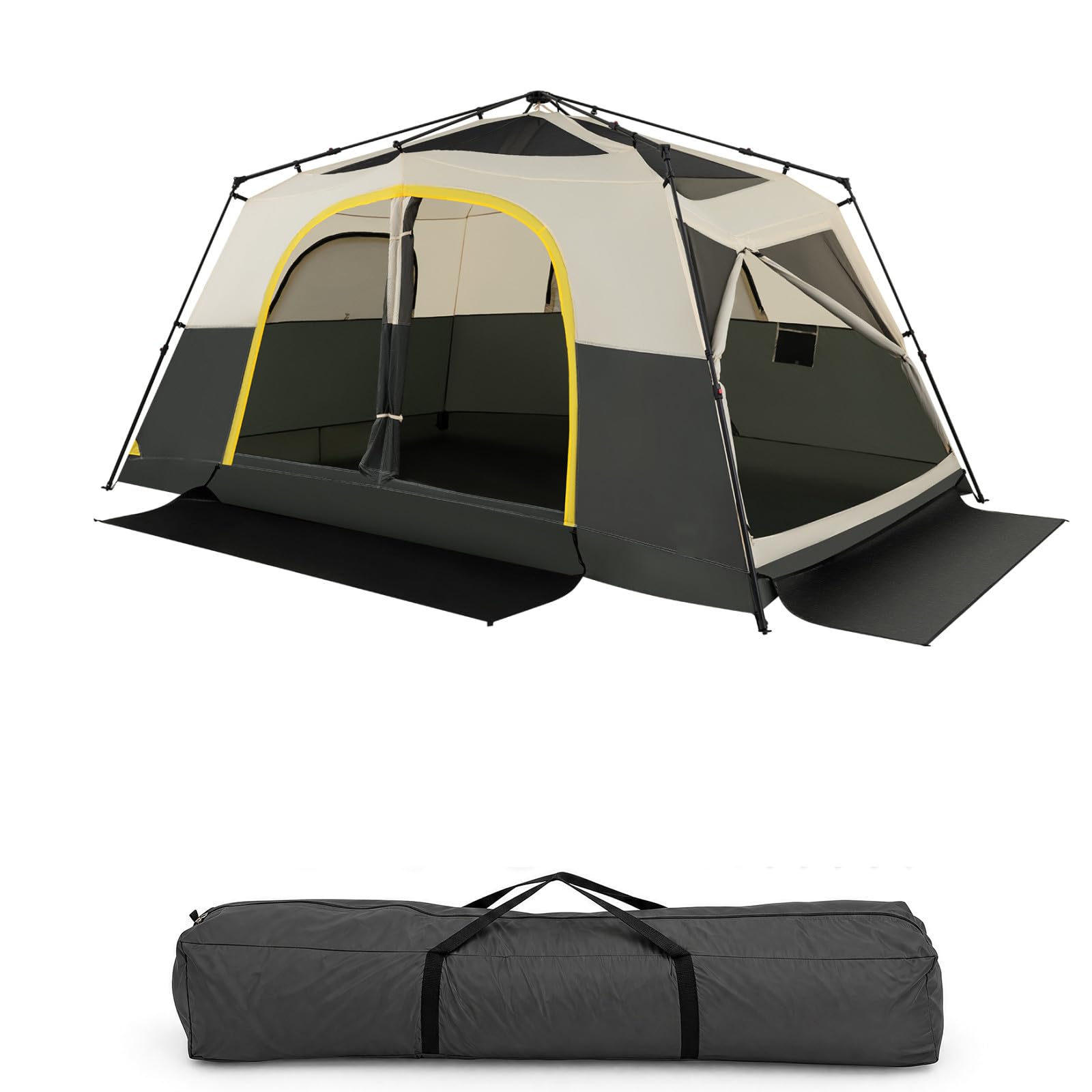 HOMASIS Tienda de Camping Familiar para 10 Personas, 399 x 267 x 201 cm | Tienda de Campaña Grande con Cubierta para Lluvia, Bolsa de Transporte, Ventanas y Puertas, Refugio Portátil para Exteriores