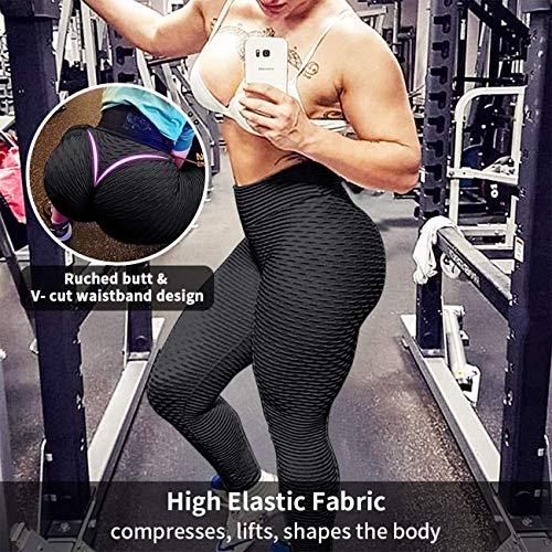 Calça legging feminina EHH de cintura alta franzida levanta bumbum texturizada texturizada compressã