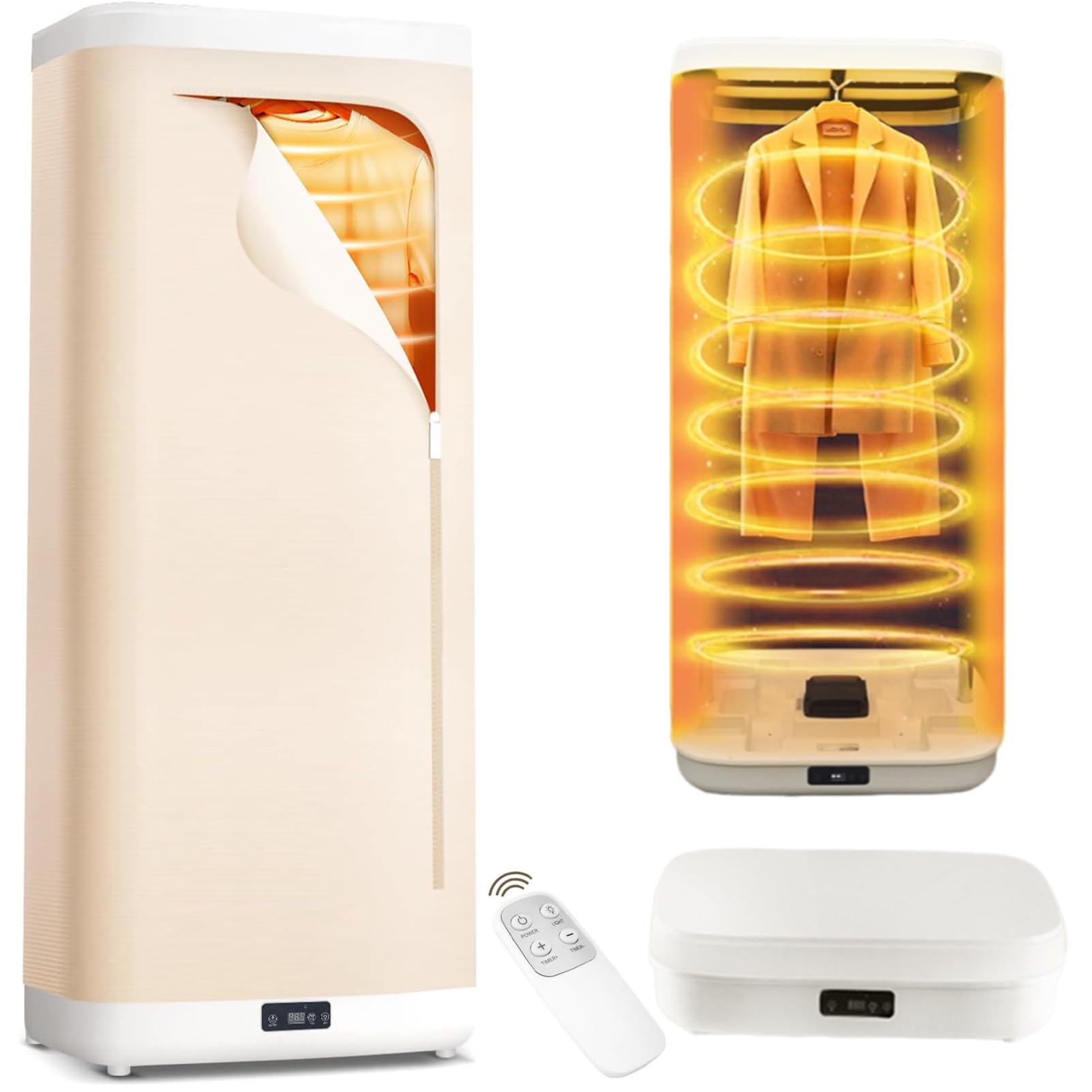 Secadora portátil de 1000 W, vaporizador plegable y secadora de ropa, pequeño secador de aire,mando a distancia y esterilización UV, apagado automático,Secado De Ropa, para apartamento, viajes