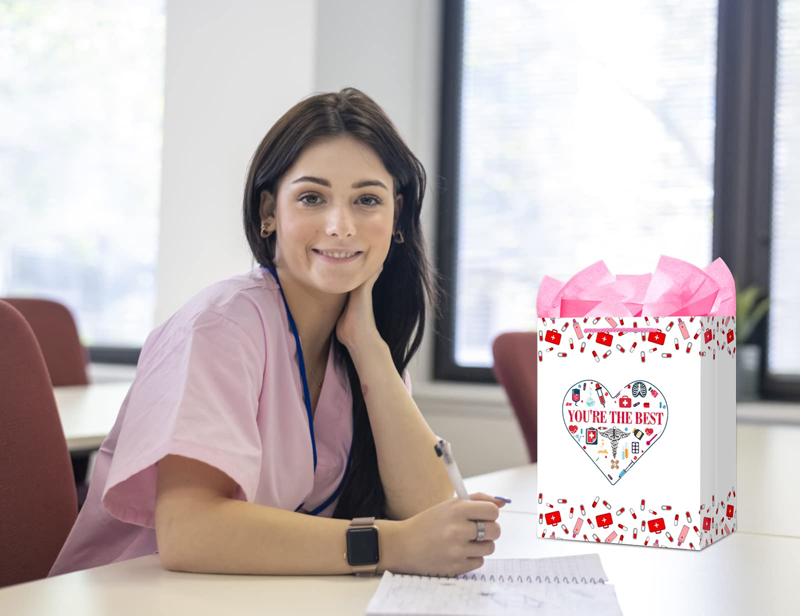 Sacs Cadeaux WhatSign Pour Infirmières - 29x23cm Avec Papier De Soie Pour Diplômés Médecine