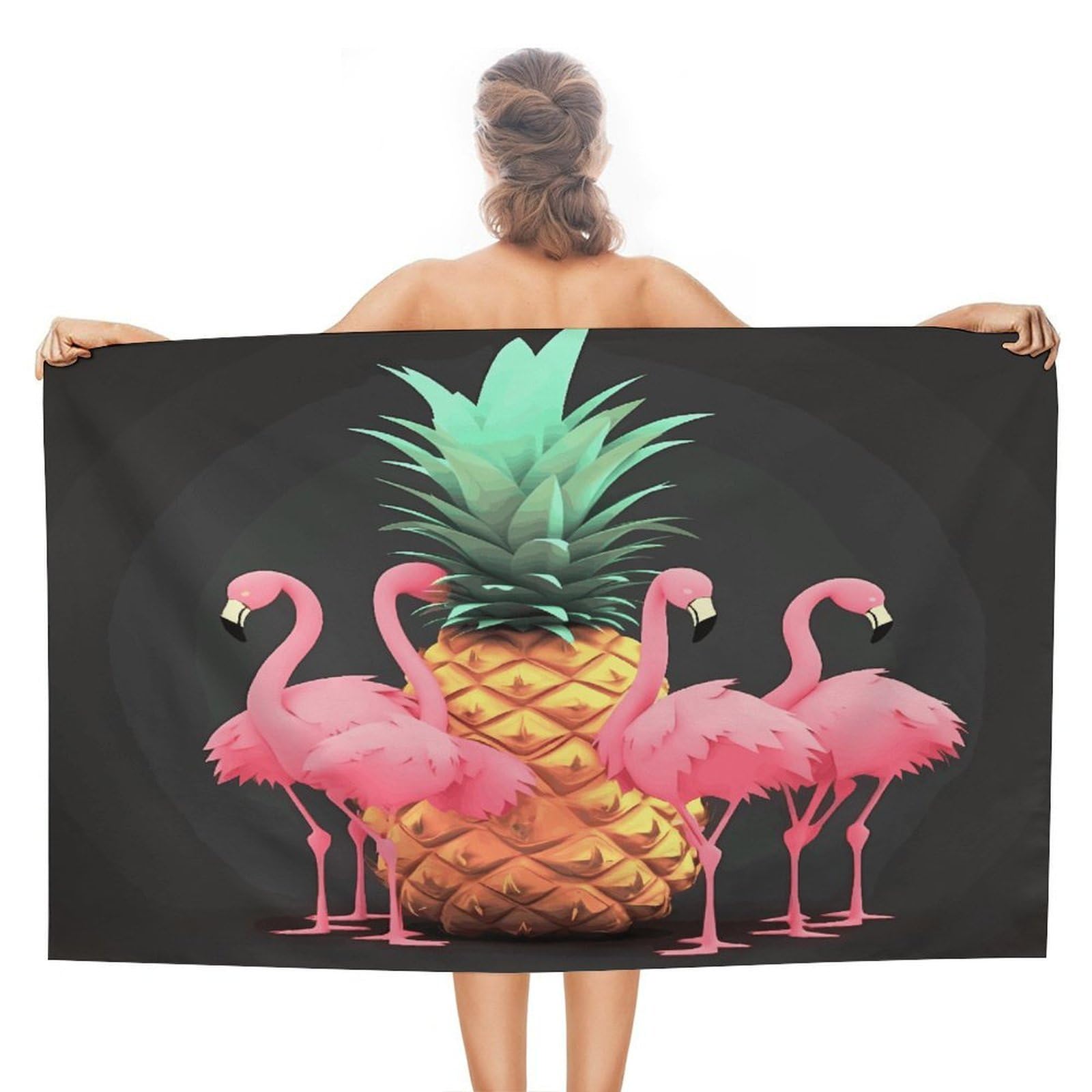 VstaDank Pineapple Flamingos Beach Towels Super Absorbent Soft Lightweight Towel Large Stylish Swim Pool Towels Quick-Dry Oversize Bath Towel Travel Blankets for Adult Vacation&Gift
