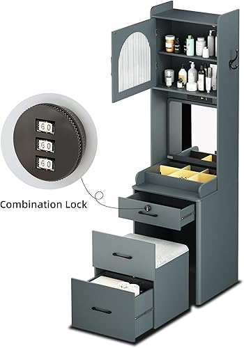 Miniatura 3 de HWB Juego de tocador de maquillaje de esquina pequeño que ahorra espacio con espejo superior abatible y luces LED, perfecto para el dormitorio, mesa