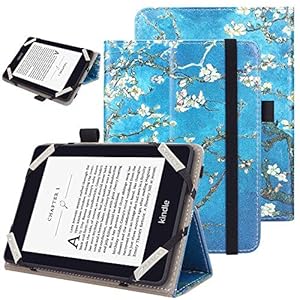 VOVIPO Custodia protettiva universale per kindle Paperwhite Kobo e-Reader da 6 pollici, custodia Folio con cinturino a mano compatibile con Kobo/Kindle/Tolino/Pocketbook/Sony 6 pollici-Apricot Flower