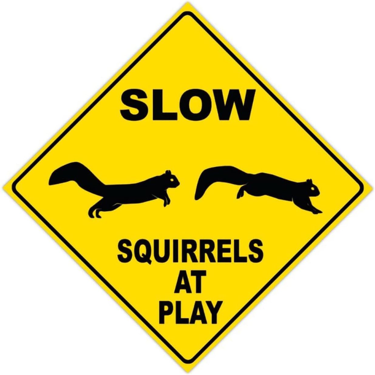 Crossing Zone Warning Sign Slow Squirrels at Play Caution Sign Aluminum Metal Sign 12x12 Inch Street Sign for Indoor Outdoor Home Decor Wall Decoration