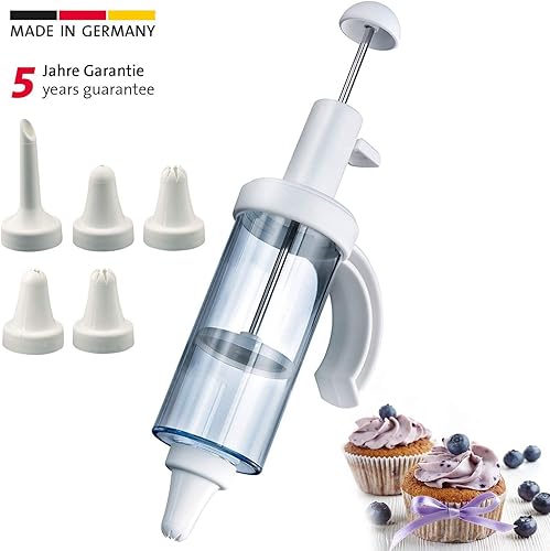 Miniatura 2 de Westmark Westmark - Jeringa de glaseado con 5 boquillas, para decoración de tartas y cupcakes (3.4 fl oz), Blanco