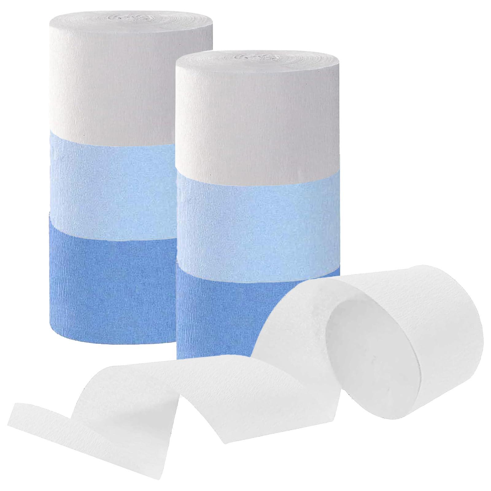 Tim&Lin Dusty Blue and Light Blue and White Crepe Paper Streamers, Party Streamer Decorations for Various Party Festival Decorations, 6 Rolls