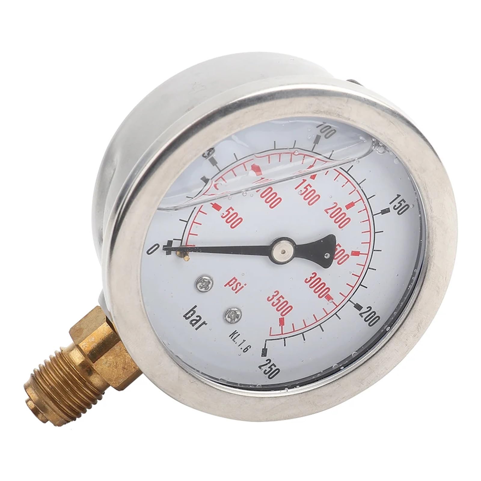 1 manómetro hidráulico de presión de agua, 0-250 bar (0-3750 psi), G1/4, 63 mm, medidor de presión de carátula.