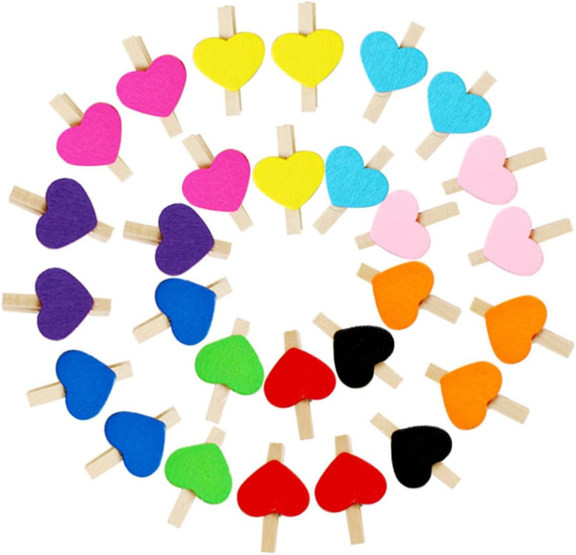 100pcs Love Wooden Clip 3cm Wood Photo Holder for Paper Party Craft image 5