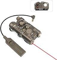 Vista 1 de Airsoft - Vista láser táctica PEQ de metal con interruptor de presión doble LA23, 8 modos con luz roja/verde+IR+blanca con ajuste de brillo, apto