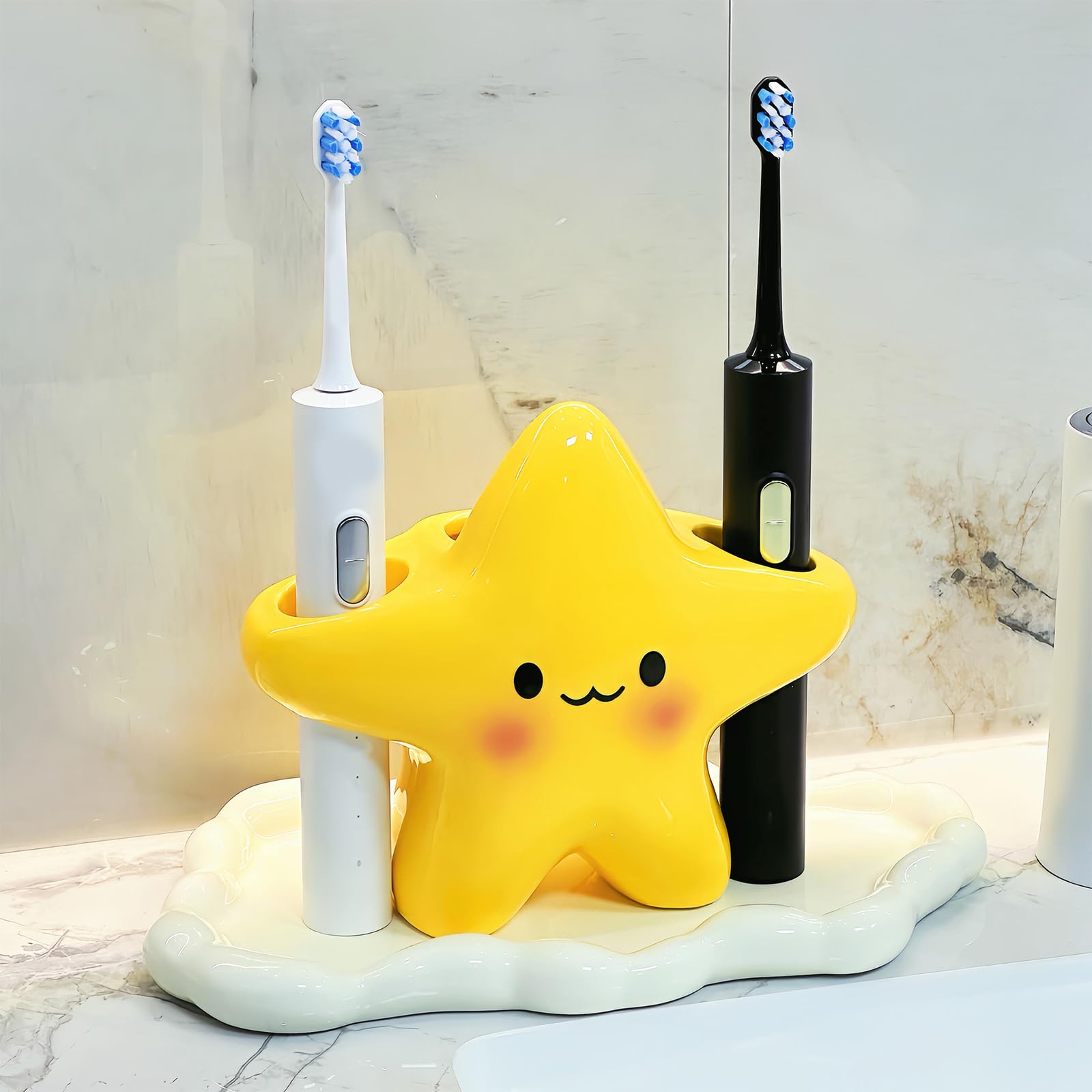 Organizzatori per spazzolini da denti e dentifricio a parete con vassoio drenaggio, portaoggetti salvaspazio per bagno Porta spazzolino elettrico Organizzatori da banco per bagno